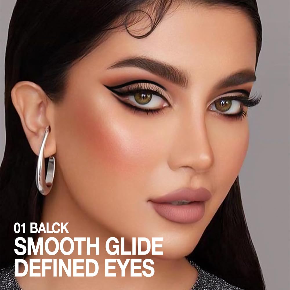 evpct Black Eyeliner Pencils for Eyes, Black Colored Eye Liner Pencil Makeup Waterproof Smudge Proof, Colored Gel Waterline Eyeliner Liquid, Face Eye Paint Stick Lipstick Pen Halloween Makeup