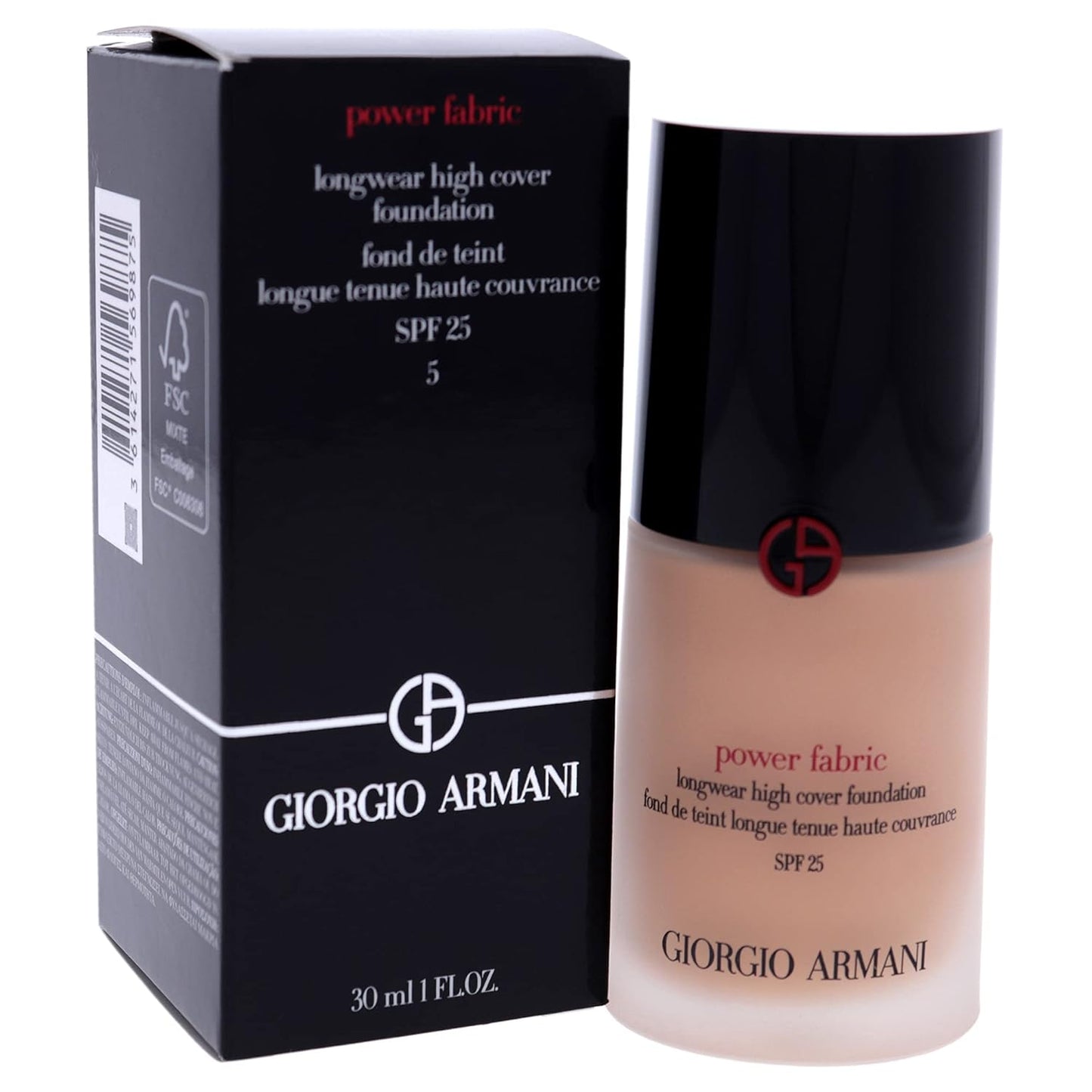 GIORGIO ARMANI Power Fabric Longwear High Cover Foundation SPF 25, # 5 Light, Neutral, 30 ml