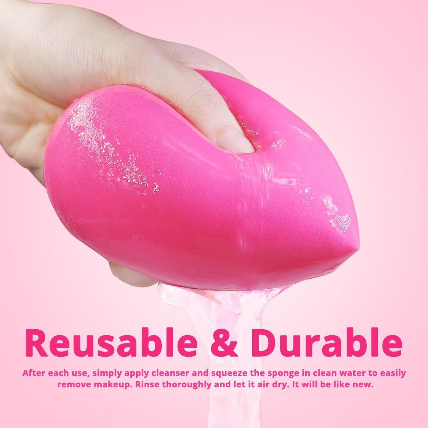 BEAKEY Large, Mini and Standard Makeup Sponges Trio Set with Soft and Bouncy Touch, Beauty Sponges Blender in Rose Pink for Powder, Cream and Liquid Blending