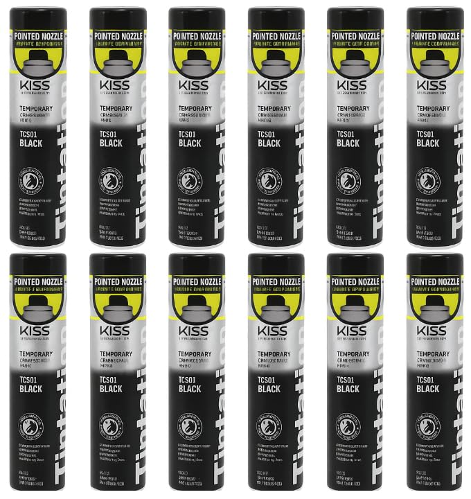 Tintation Temporary Hair Color Spray, Black, 2.82 oz (Pack of 12)