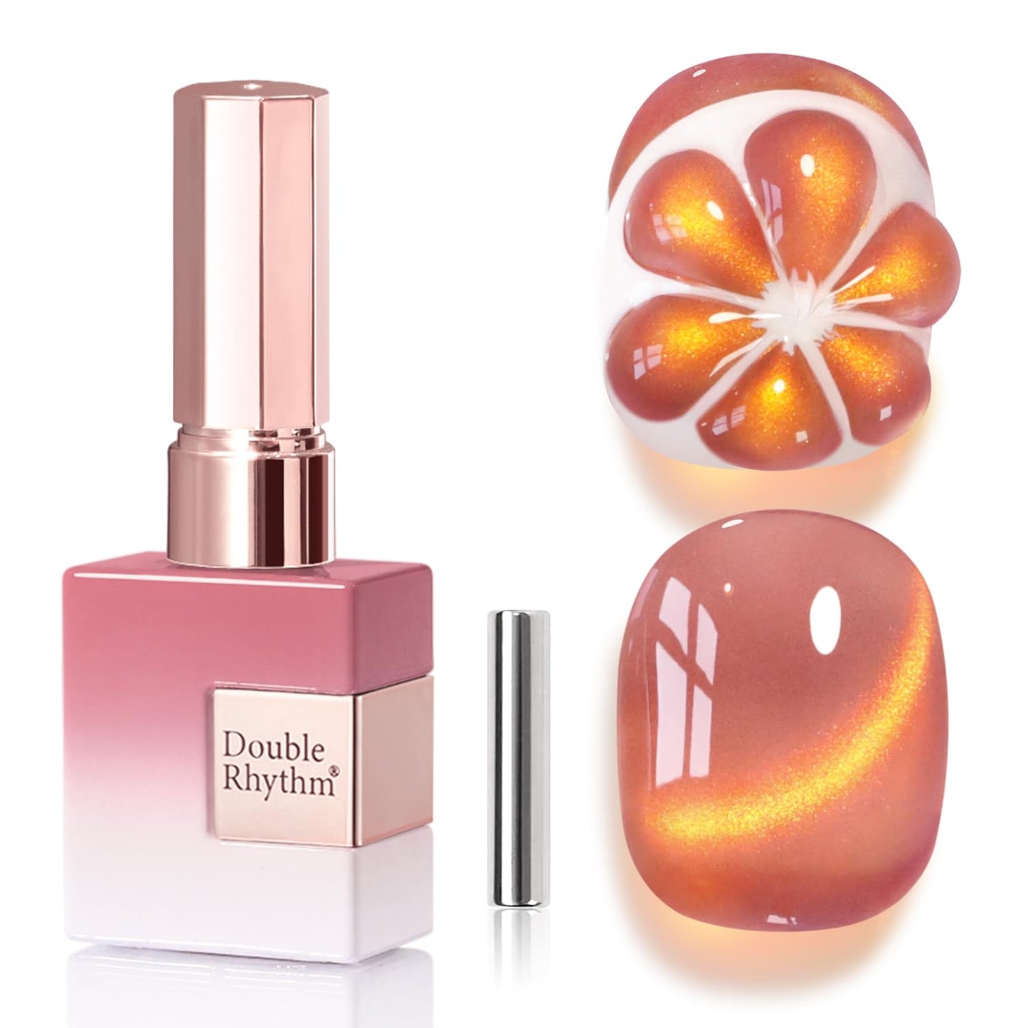 Double Rhythm Jelly Glass Cat Eye Gel Polish with Magnet 15ML Holographic Glitter Shimmer Translucent Sheer Color Magnetic Polish Salon DIY at Home (Grape Gold-MC1247)