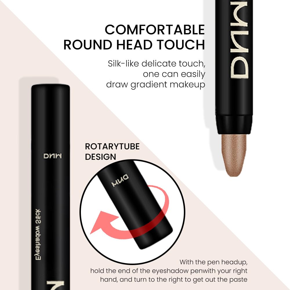 8Pcs Cream Eye Shadow Brightener Stick Makeup Set, Champagne Pearl Taupe Bronze Cocoa Stone Putty Smoky Amethyst Shimmer Matte Eyeshadow Eyeliner Pencil Applicator Stick Palette Makeup for Older Women