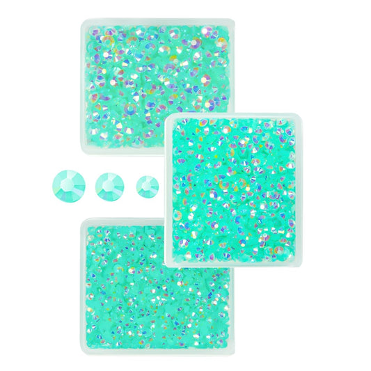 Aquamarine Green AB Resin Rhinestones for Crafting 3mm 4mm 5mm Flatback Jelly Stones Bulk SS10 SS16 SS20 Diamonds Charms for Nails Face Eyes Makeup Tumblers Bottles DIY Crafts Clothes Shoes