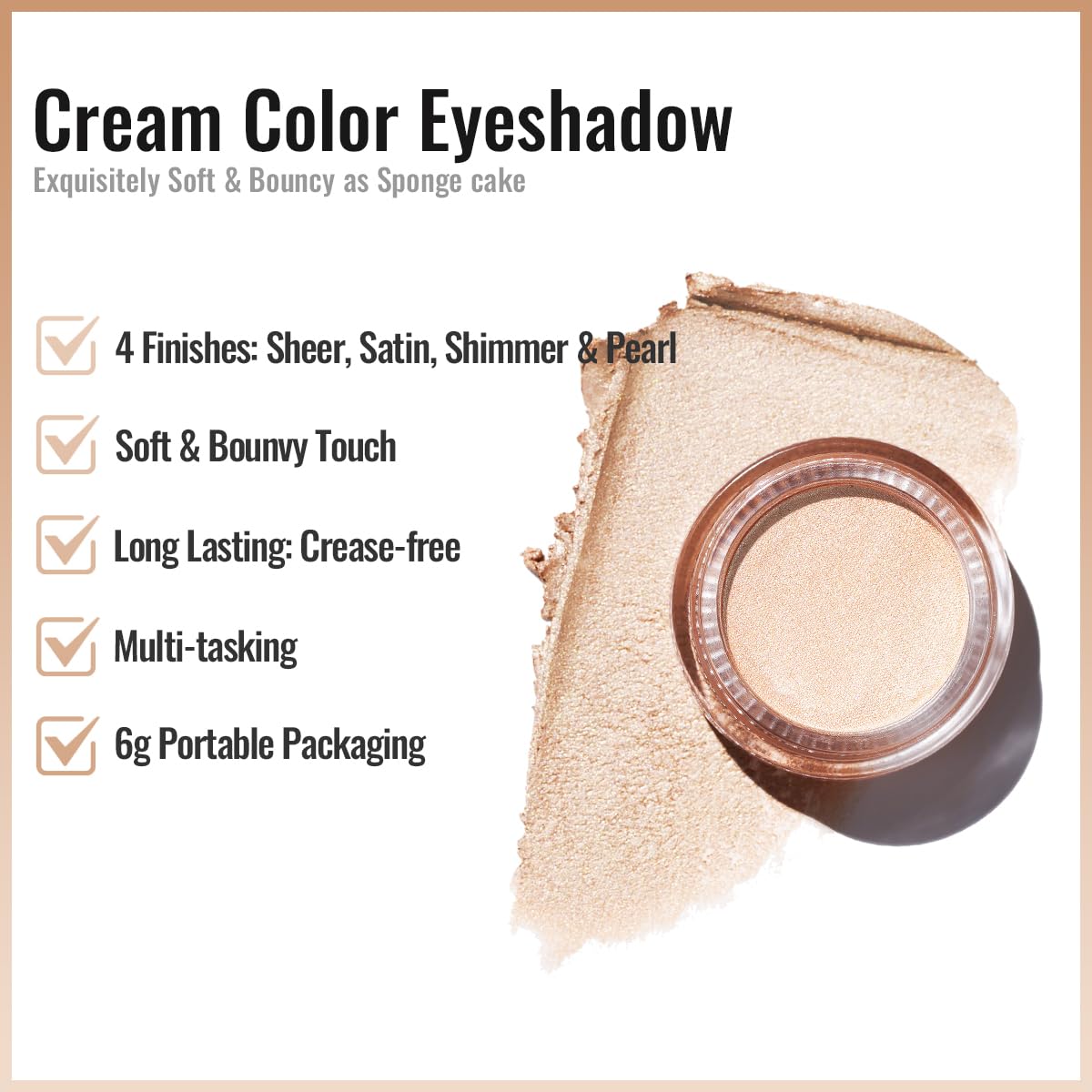 Oulac Light Golden Cream Eyeshadow also for Highlighter Large Capacity Highly Pigmented Eye Shadow Waterproof &Long Lasting with Moisturizing Formula P05