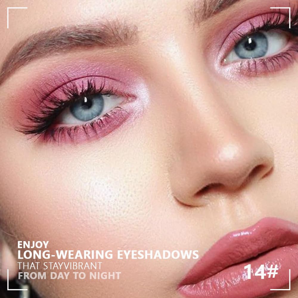 evpct Pink Powder Eyeshadow Quad Palette, Light Pink Rose Nude Chocolate Dark Brown Matte Glitter Shimmer Matte High Pigment Eye Shadow Palette Makeup for older Women, Smudge Proof Vegan Cruelty-free