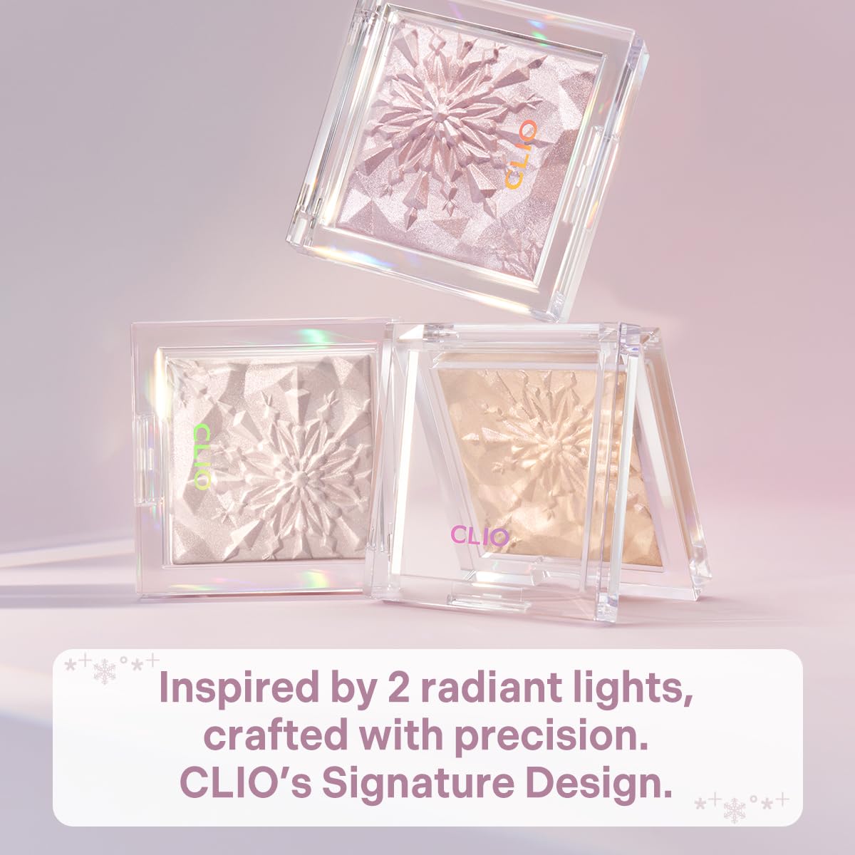 CLIO Prism Highlighter makeup, High Glossy Face Illuminator, Pearl Shimmer Smooth Baked Powder, Glitter Long- Lasting (6 Colors) (05 Peach Sapphire, One Size)