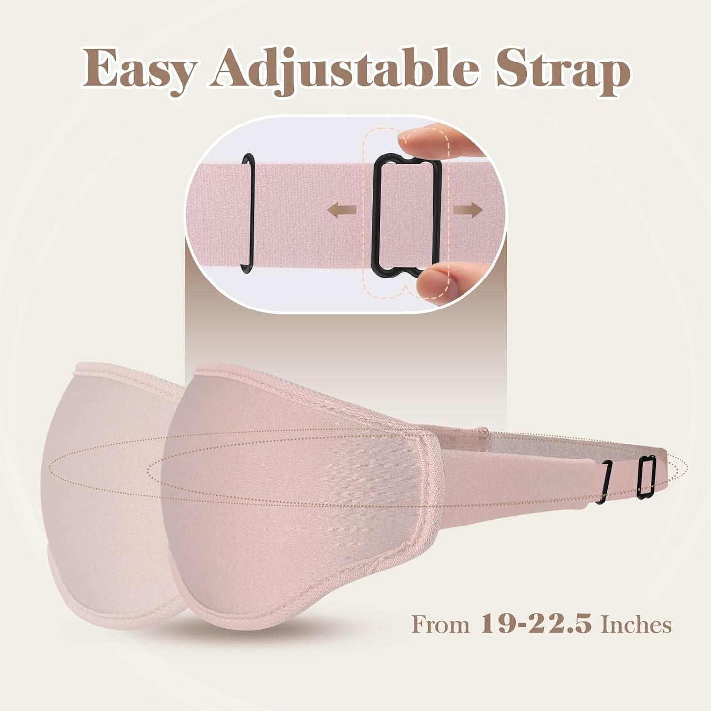 3D Cooling Eye Mask Sleep Mask for Men & Women, 100% Pressure-Free & Light Block-Out Eye Mask for Sleep with Easy Adjustable Strap, Night Eye Cover for Travel, Pink