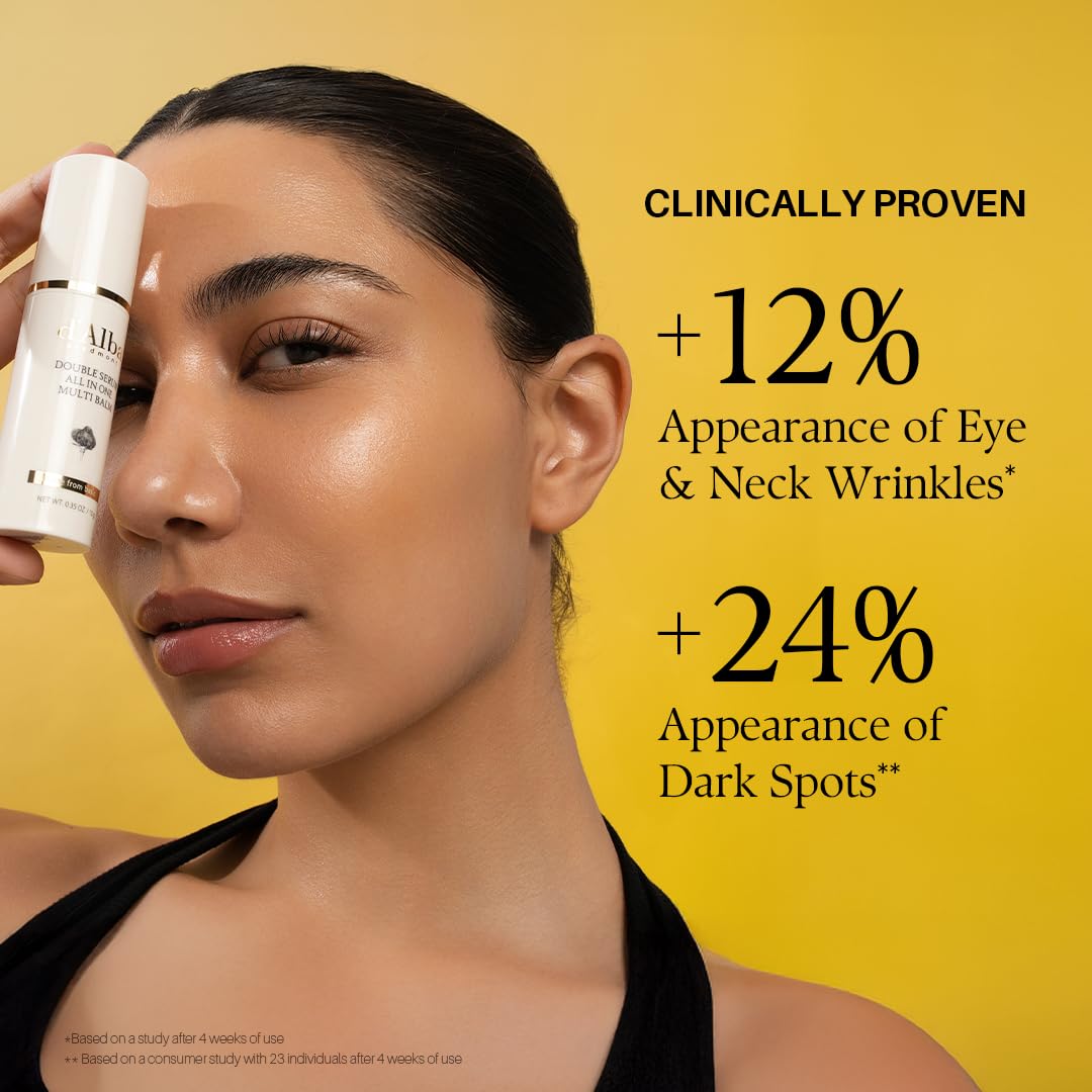 d'alba Piedmont Italian White Truffle Double Serum All-in-one Multi Balm, Vegan Skincare with Vitamin C and Vegan Collagen, 3-in-1 Anti Wrinkle, Eye Treatment, Dark Spot Remover