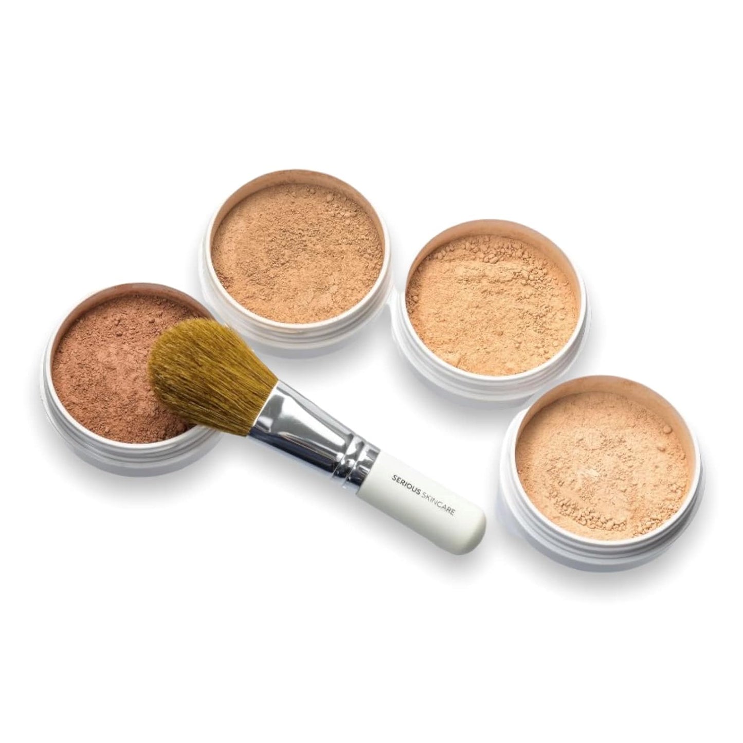 Serious Skincare BELLA ROSE PRO-MINERALS Loose Mineral Powder Makeup Foundation SPF 15 with Goat Hair Application Brush – Sheer to Full Coverage – Luminous Matte Finish – Men and Women - 0.50 oz - Tan