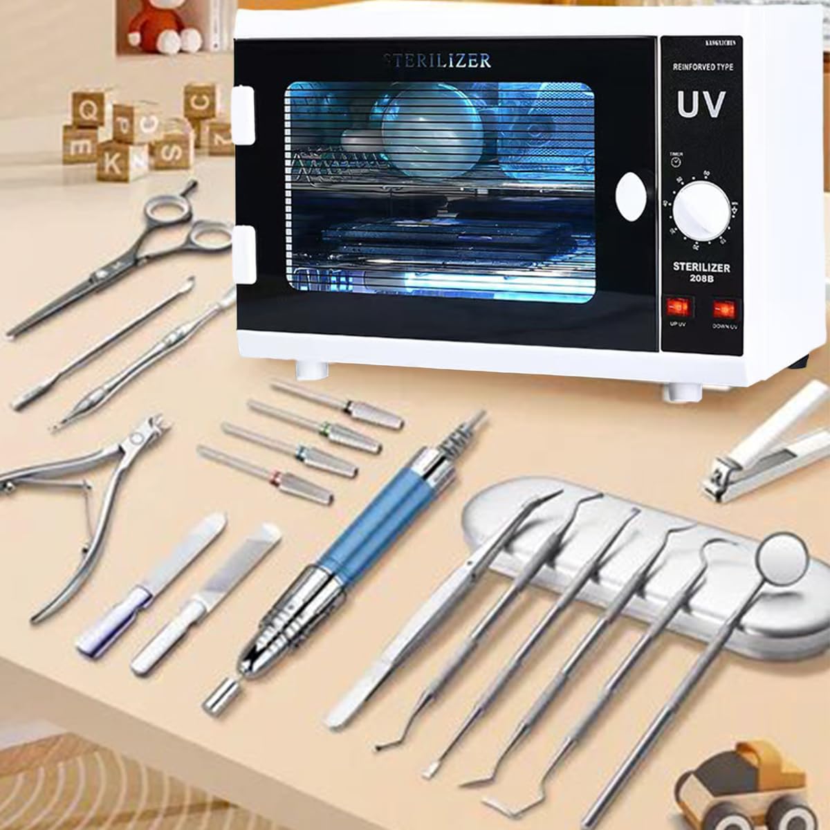 Dual Lamp UV Cabinet, 12L Storage with Stainless Steel Trays for Salon & Home Use, UV + Ozone Cleaning Organizer Large Capacity for Home Use, Barbers, Beauty Salons, and Spas