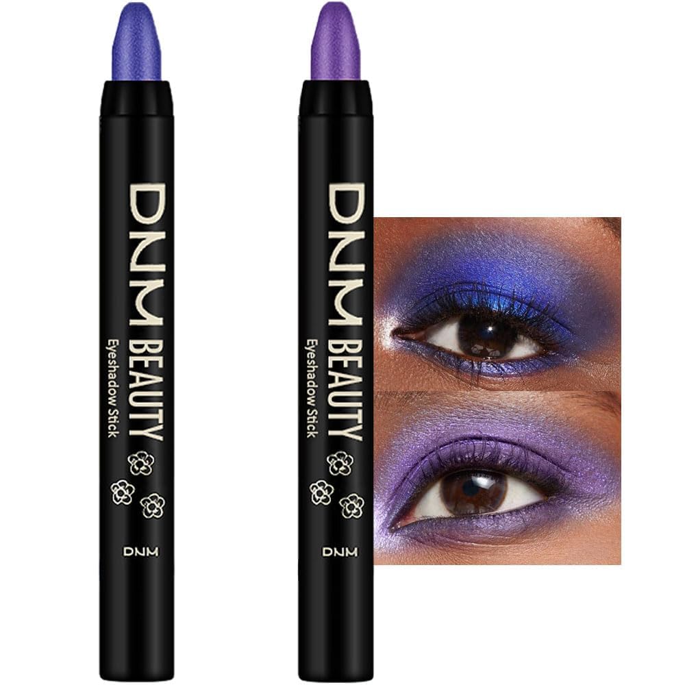 evpct 2Pcs Cream Eyeshadow Sticks Set for Eyes Waterproof, Blue Shimmer & Purple Shimmer Matte Eye shadow Stick Pencil Pen Bulk sombras en crema para ojos 32+33