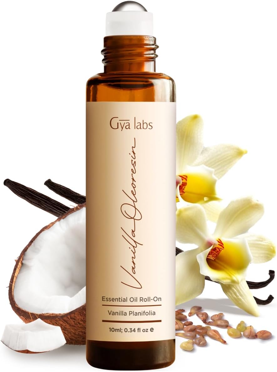 Gya Labs Vanilla Essential Oil Roll on for Skin - Self Care Roller Aromatherapy, Alcohol Free, Travel Size - 0.34 Fl Oz - 100% Pure Natural Vanilla Perfume Oil for Women