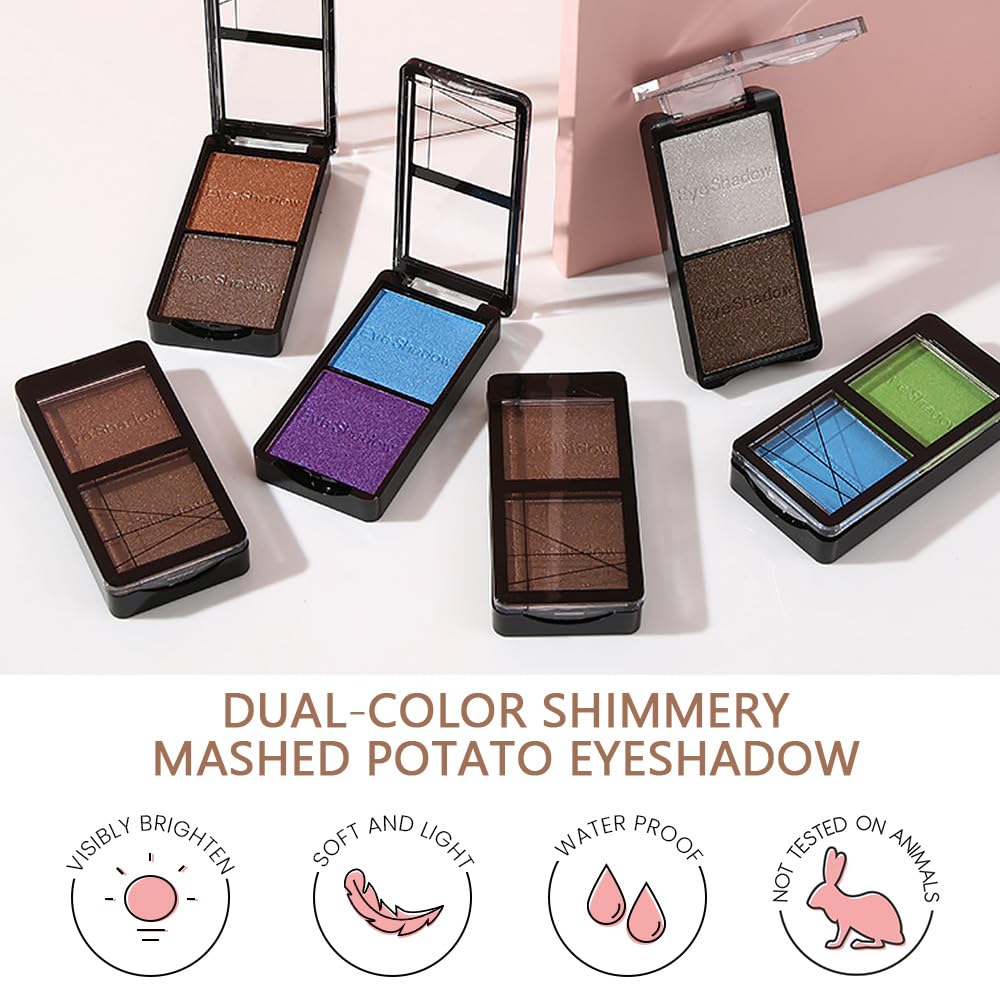 Double color eye shadow, Eyeshadows Creamy, high pigment eye makeup palette, matte shimmer metal eye shadow powder, Blendable, Ultra-Pigmented, Easy to Apply, Matte & Shimmer, (05)
