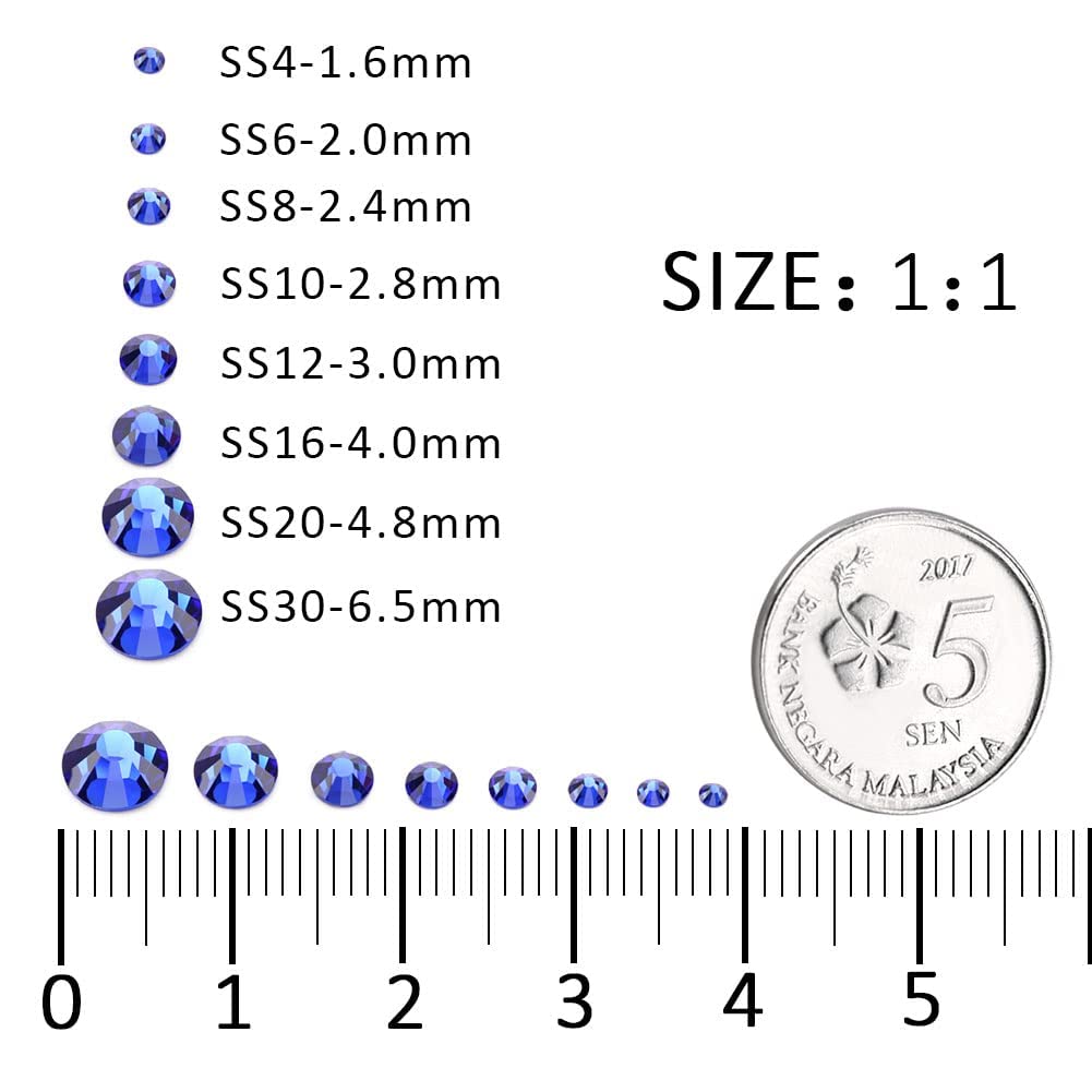 3000Pcs Royal Blue Crystal Rhinestones,Glass Flatback Rhinestones Mini Gemstones for Nail Face Makeup Art Crafts Clothes Decoration -(SS6,2.0mm,Royal Blue)