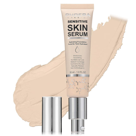 Phoera Foundation Makeup,Flawless Soft Matte Full Coverage with Matte Finish,Hydrating Serum Foundation,Face Makeup for Normal and Dry Skin (N01 Porcelain, 1PC)