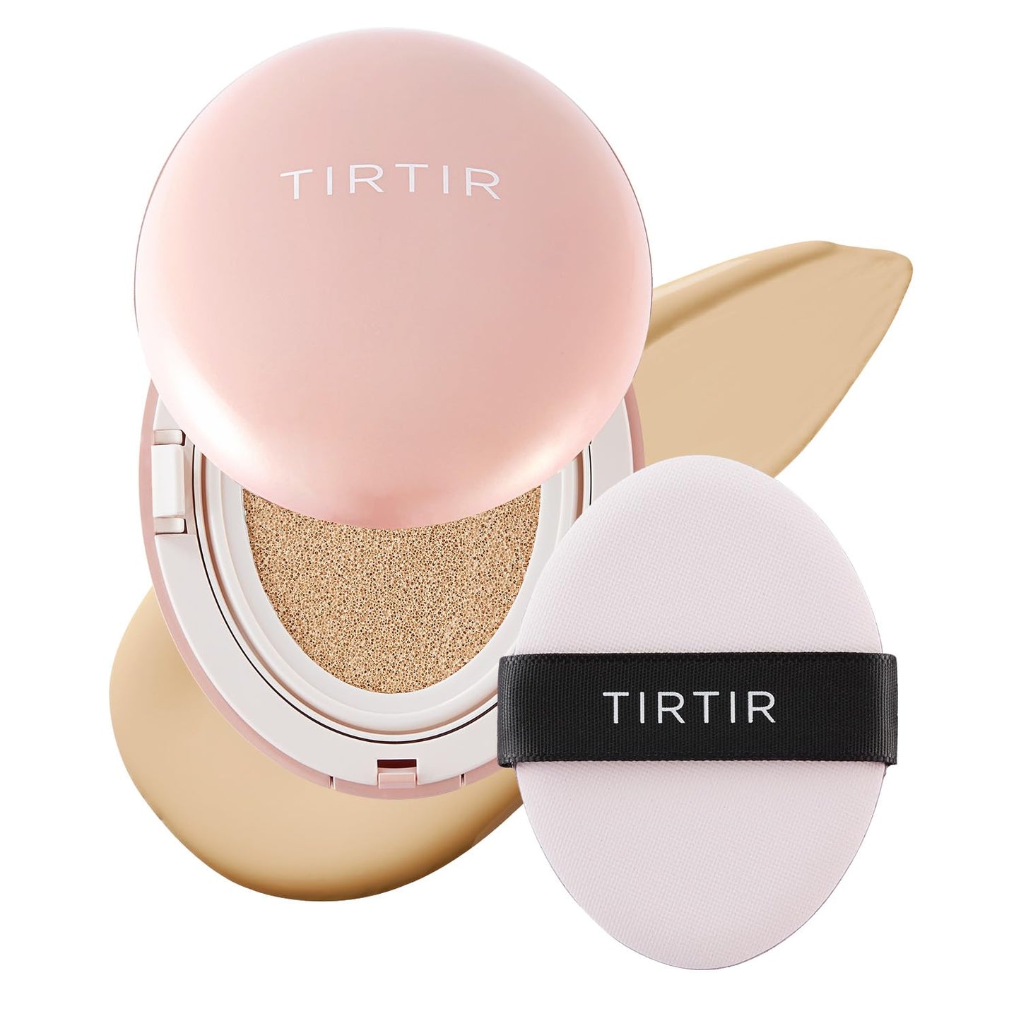 TIRTIR Mask Fit All Cover Pink Cushion Foundation | High coverage, Velvety Matte Finish, Lightweight, Flawless, Corrects Redness, Korean Cushion (#21W Natural Ivory, Full Size, 0.63 Fl Oz)