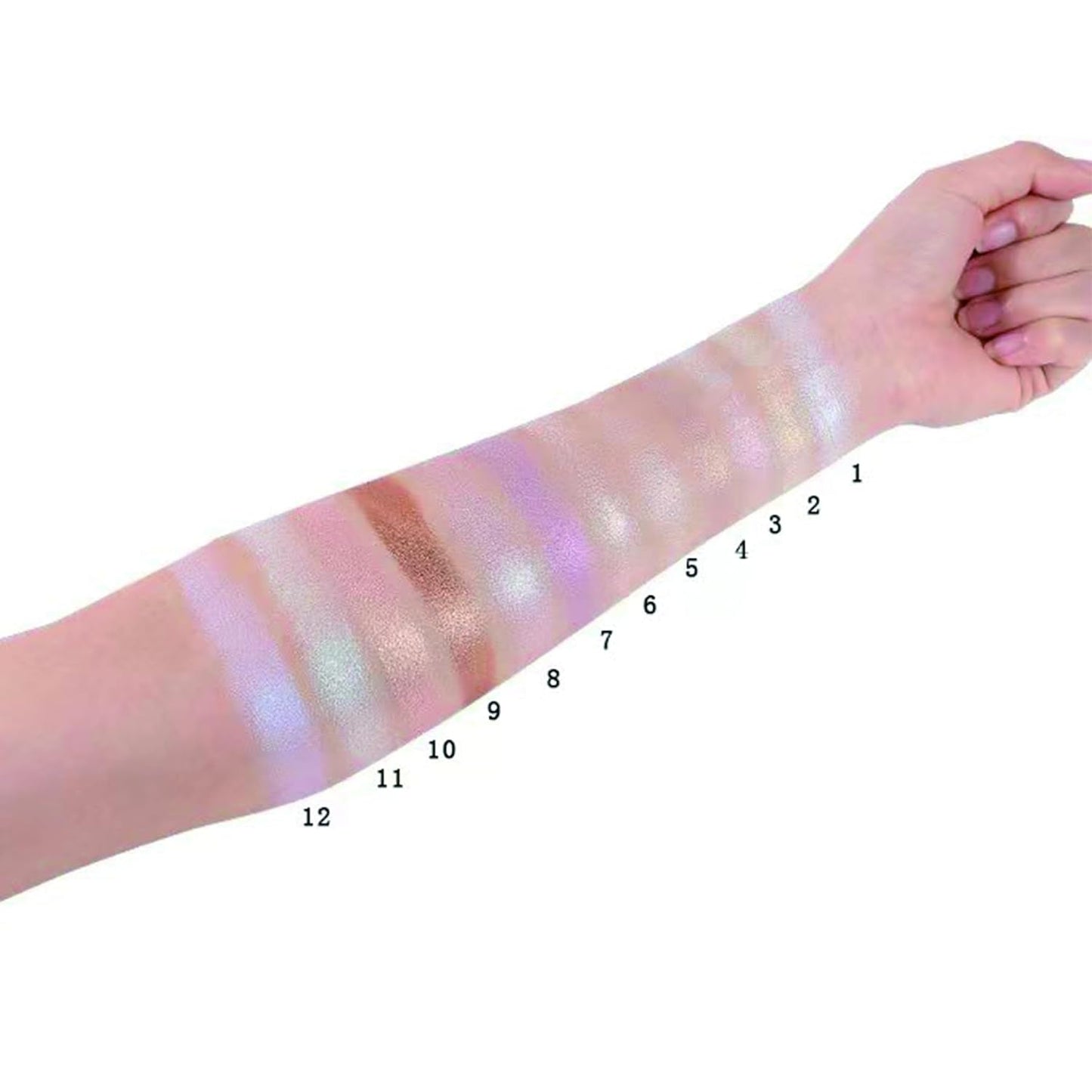 Face Highlighter Powder Palette, Glossy Glitter Illuminator Powder, Shimmer Shades for Face Highlighter Makeup, Highly Pigmented Natural Shiny Highlight Makeup Illuminator Highlighter 12