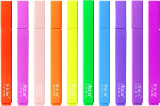 Aesthetic Highlighters,10 pcs, Chisel Tip, Vibrant Colors,Pastel Highlighters Assorted Colors, Bulk Highlighte for Bible Journaling Planner Notes School Supplies
