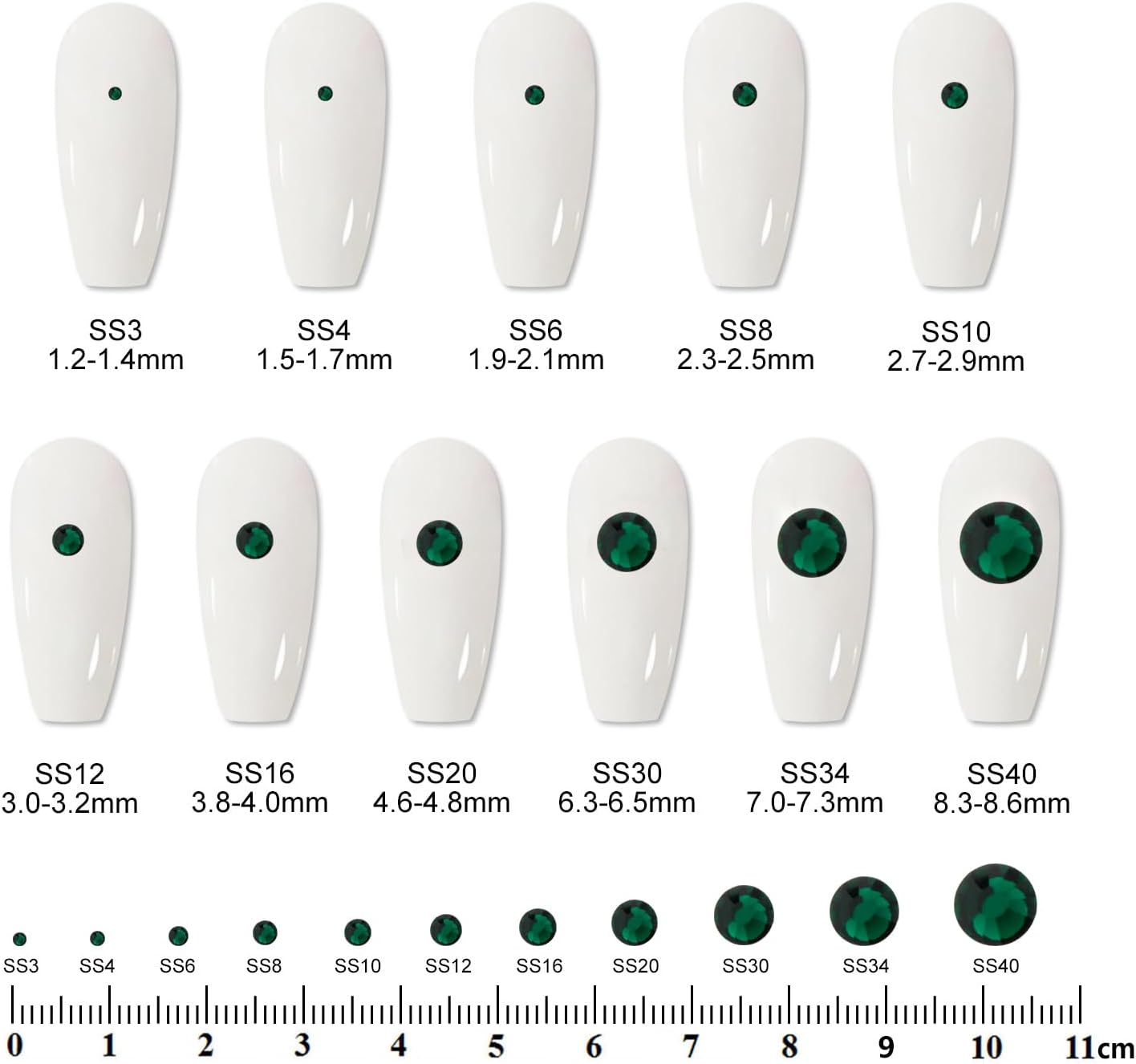 2000PCS SS16 Flatback Rhinestones | 12-Facet Diamond-Cut Glass Gems for Nail Art, Clothing, DIY Crafts |Glue-On Decoration Stones with Silver Backing(Emerald)