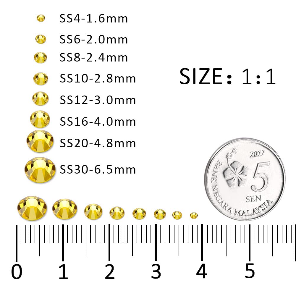 1440Pcs Lemon Yellow Crystal Rhinestones,Glass Flatback Rhinestones Gemstones Small for Nail Face Makeup Art Crafts Clothes Decoration -(SS6, 2.0mm,Lemon Yellow)