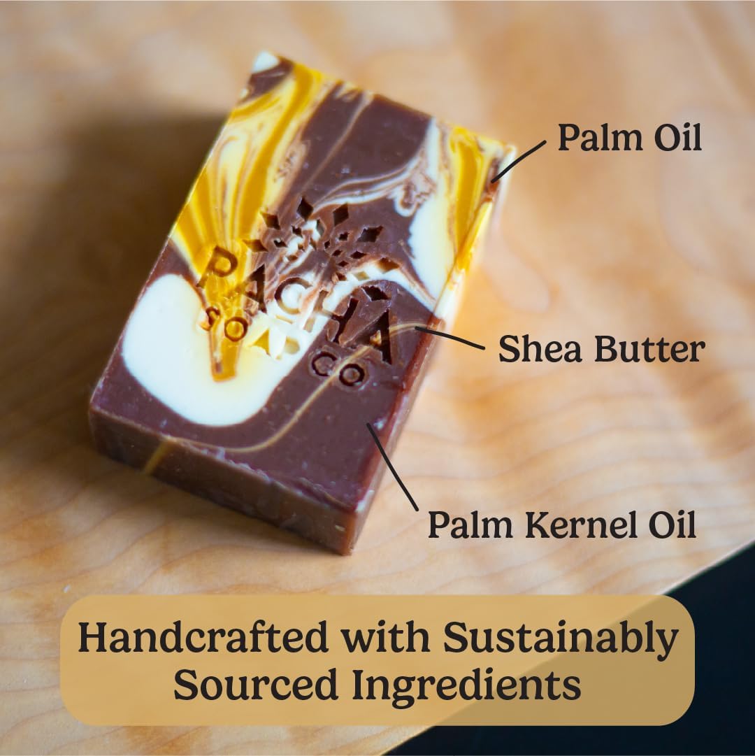 Pacha Soap Co. Bar Soap - Premium, Handcrafted, Hydrating, Natural Face Wash, Hand Cleanser, Body Wash, Soothing Essential Oils (Almond Goat's Milk, 5-Pack, 4 oz ea)