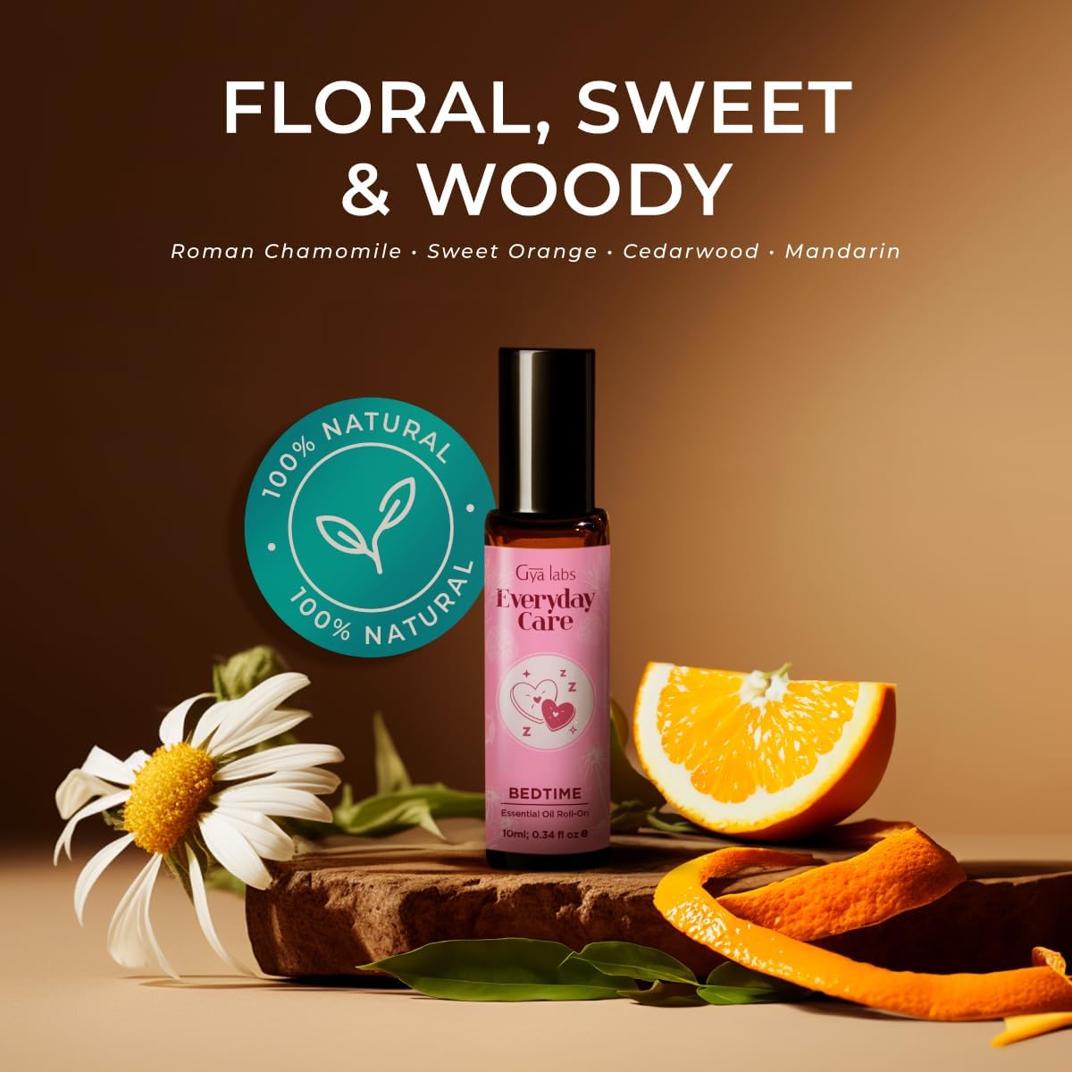 Gya Labs Bedtime Essential Oil Roll on - 100% Pure Natural Oil Roller for Restful Nights, Blend of Calming Chamomile, Sweet Orange & Cedarwood, Relaxing Aromatherapy, Travel Size (0.34 Fl Oz)