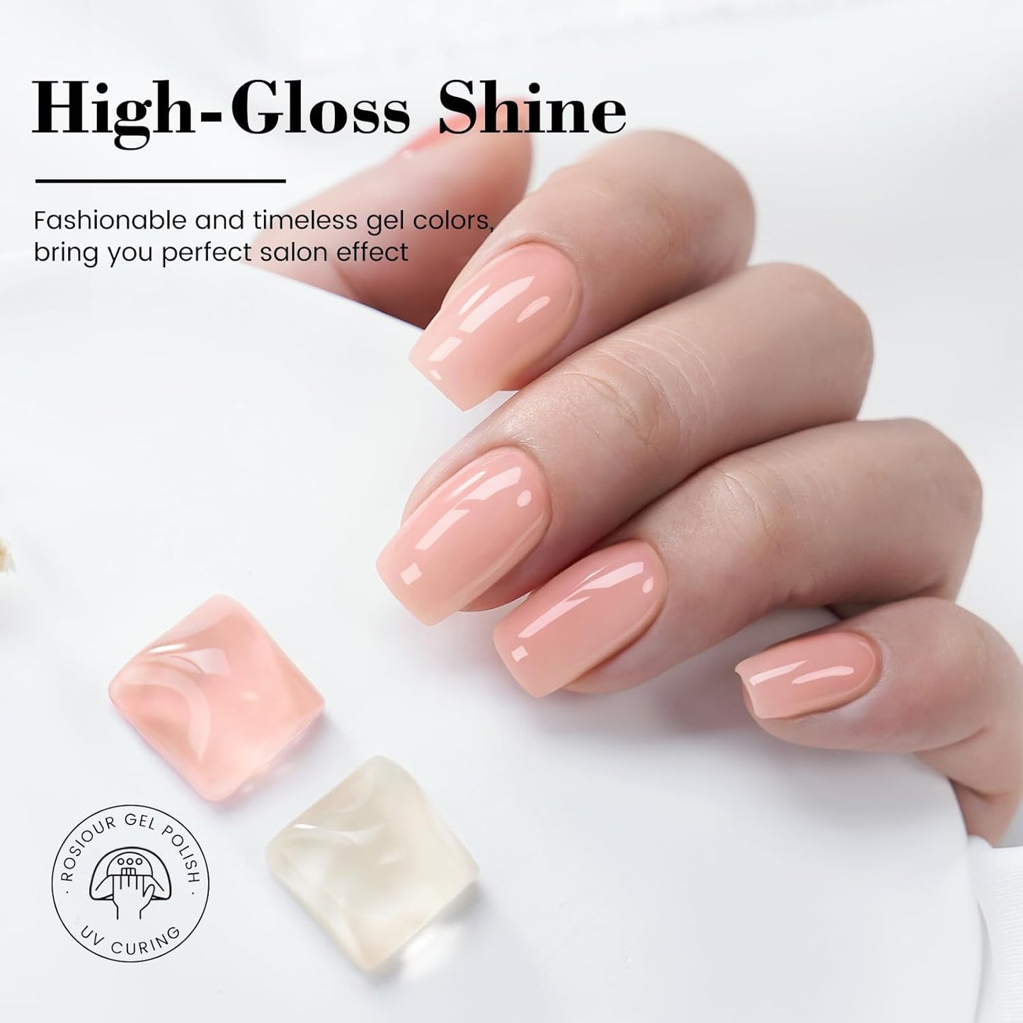 HEMA and TPO Free Light Nude Pink Gel Nail Polish - 18 ML Jelly Sheer Pink Orange Nail Polish Gel, Long Lasting Neutral Clear Blushed Apricot Color Soak Off Cured for Home Nail Art Salon DIY