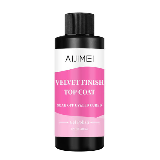 AIJIMEI Velvet Finish Top Coat – Luxurious Matte Effect, Quick Dry, Easy Application, Suitable for All Nail Types, Professional Quality for Home Use 4 Fl Oz