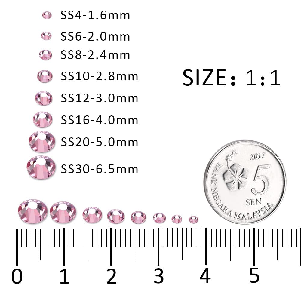 1440Pcs Light Pink Crystal Rhinestones,Glass Flatback Rhinestones Small Gemstones for Nail Face Makeup Art Crafts Clothes Decoration - (SS4, 1.6mm,LightPink)