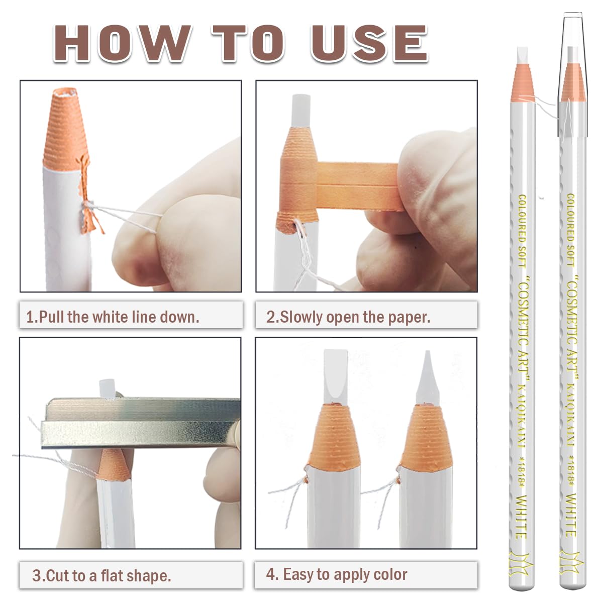 Tattoo Makeup And Microblading Supplies Kit-Permanent Eye Brow Liners For Marking In 5 Colors Waterproof Eyebrow Pencils Peel (white)