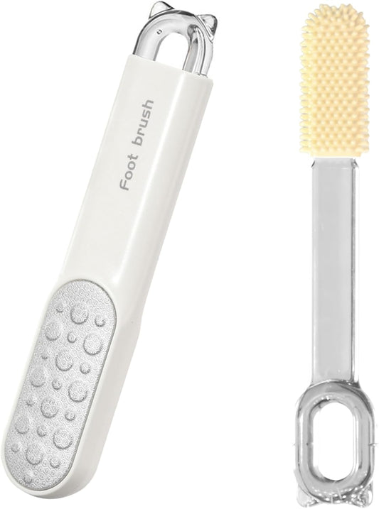 Double-Sided Stainless Steel Foot File & Callus Remover, Professional Pedicure Tool for Dry & Wet Feet, Hard Skin & Corn Remover with Threaded Design, Easy to Clean, White (Home Salon Use)