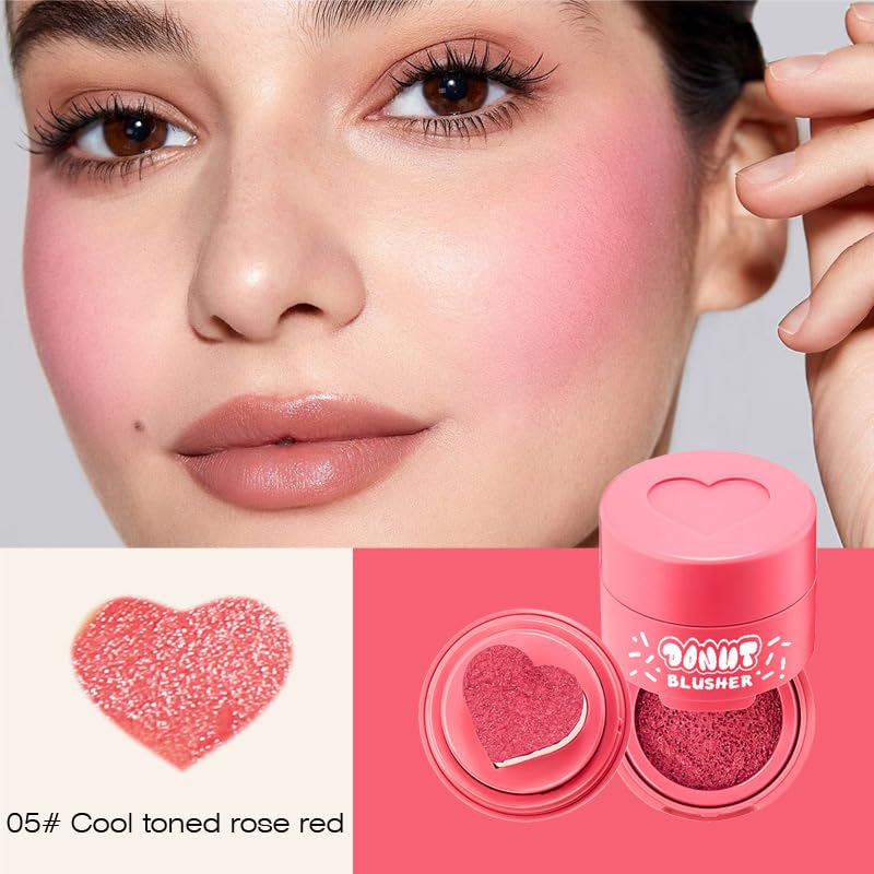 Stamp Liquid Blush Stamp Blush with Heart Shaped Applicator Natural Long Lasting Blush, Light and Airy Makeup for Women (5)