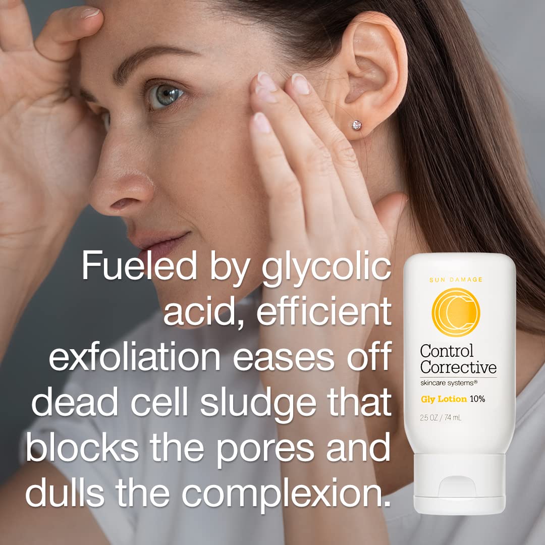 CONTROL CORRECTIVE Gly Lotion 10%, 2.5 Oz - An Exfoliating Facial Moisturizer To Help Reduce Rough Dry Spots, Smooth Wrinkles And Improve Skin Texture, Super Smoothing, Gentle Exfoliation, Softens