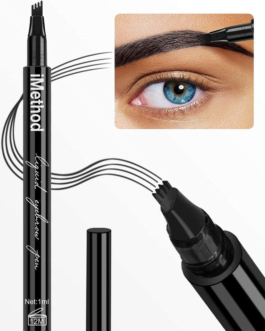iMethod Eyebrow Pen - iMethod Eyebrow Pencil with a Micro-Fork Tip Applicator Creates Natural Looking Brows Effortlessly and Stays on All Day, Black