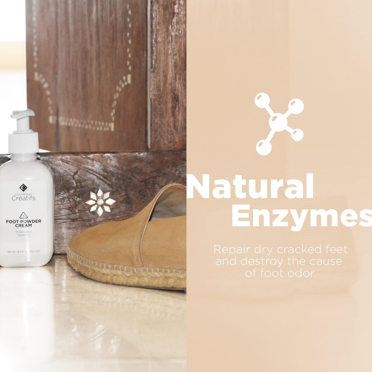 Foot Powder Cream for Dry Cracked Heels, Odor Control, and Intense Skin Hydration, 8.5 fl. oz., with Shea Butter and Vitamin E