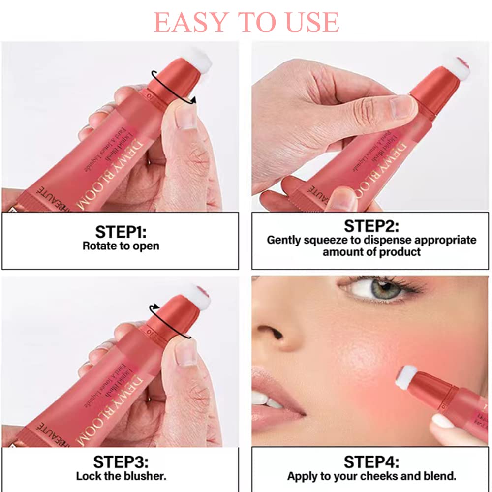 Cream Blush Wand, Milk Liquid Blush Contour Wand with Cushion Applicator, Smooth Natural Blush Makeup Stick for Cheek Lip Eye, Lightweight, Easily Blendable,101 Ravishing,Nude Pink