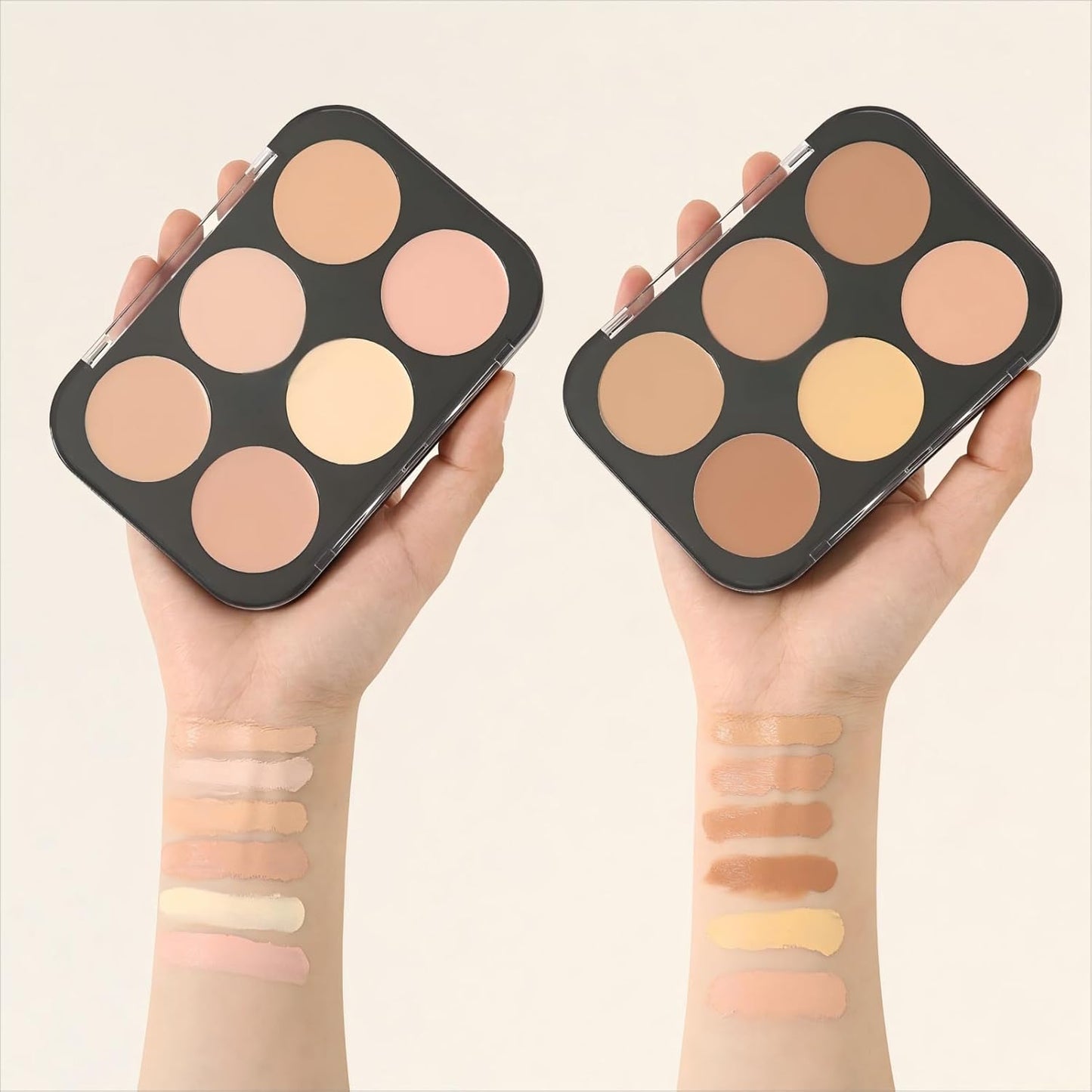 Corlo Cream Contour Palette, 6 Colors Concealer Correct Full Coverage Foundation Palette for Dark Circles Makeup (Light)