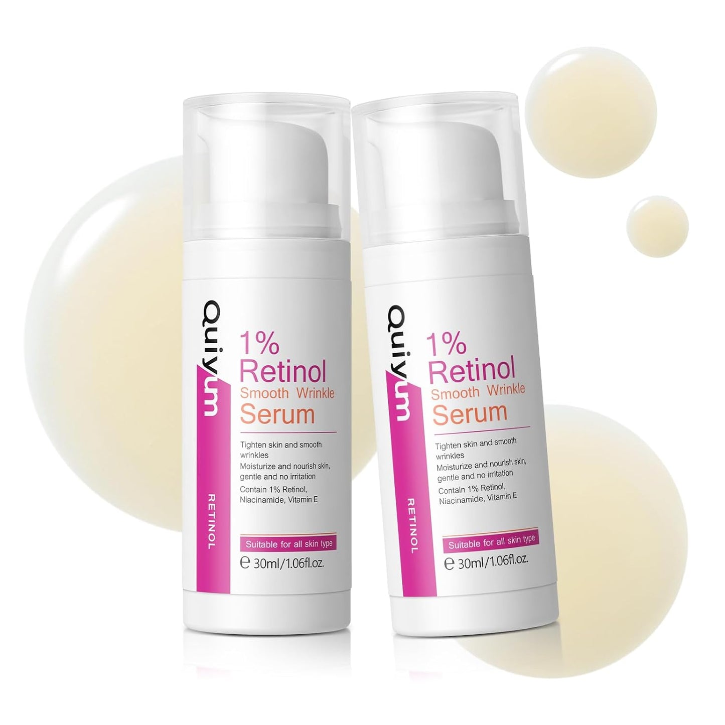 1% Retinol Serum for Face, Facial Serums for Anti Aging with Retinol, Niacinamide & Vitamin E for Fine Lines, Wrinkles & Dark Spots, Daily Skincare to Smooth & Firm Skin, 1.06 fl. oz, Pack of 2