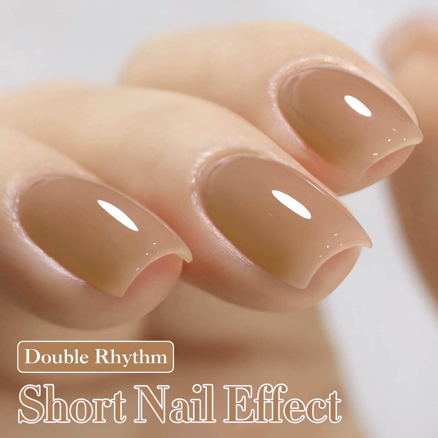 Double Rhythm 0.50 OZ Translucent Gel Polish Same Color Same Bottle Sheer Pastel Neutral Natural Milky 15 ML Jelly UV Nail Art DIY at Home (Pale Nude-A1372)