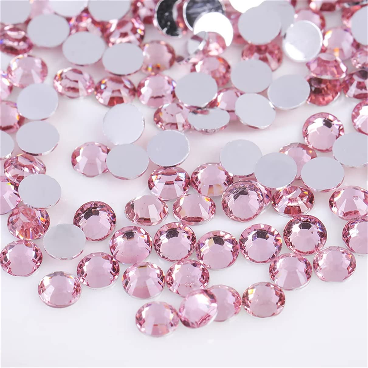 1500 Pieces SS16 4mm Flatback Rhinestones Clear Glass Round Gems Crystals for Nail Art DIY Crafts Clothes Shoes Bags （Light Pink）