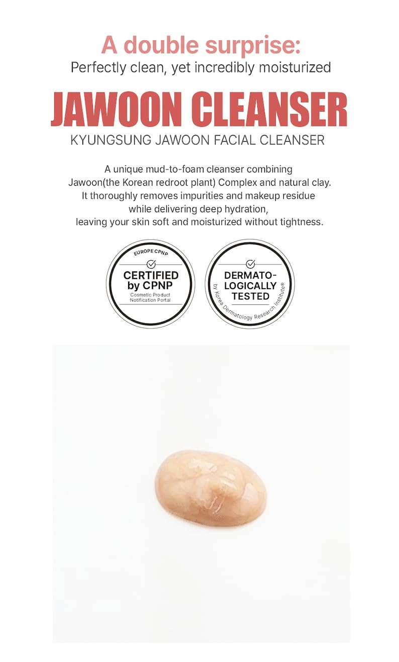 CENTURY RECIPES Kyungsung Jawoon Facial Cleanser 120 ml / 4.06 fl oz – Mud-to-Foam Facial Cleanser with Natural Clay for Sensitive Skin