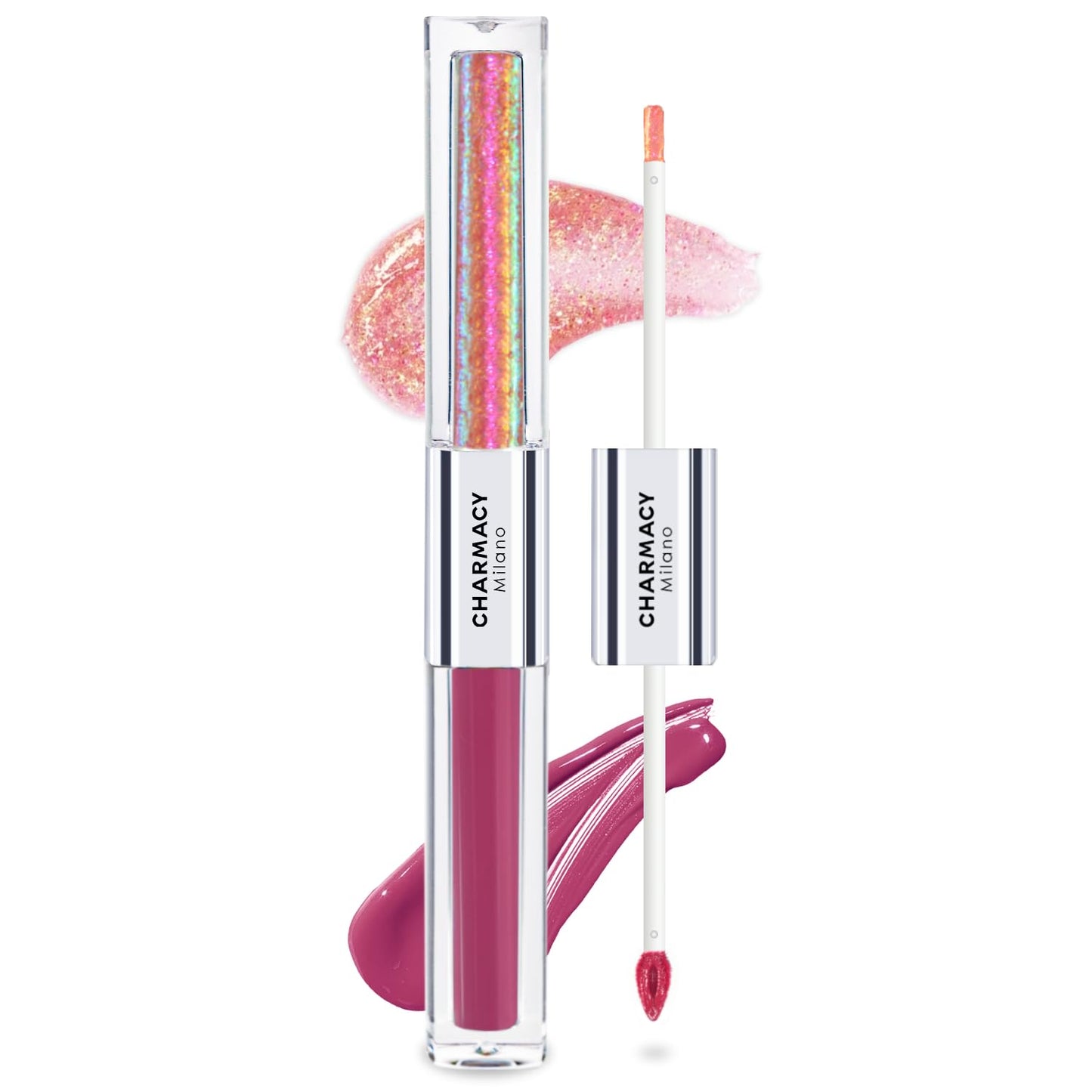 CHARMACY Multichrome Double Head Non-Stick Lip Gloss, Metallic Colourful Lip Glaze, Anti-transfer, Long Lasting Waterproof Liquid Lipstick Makeup (#06)
