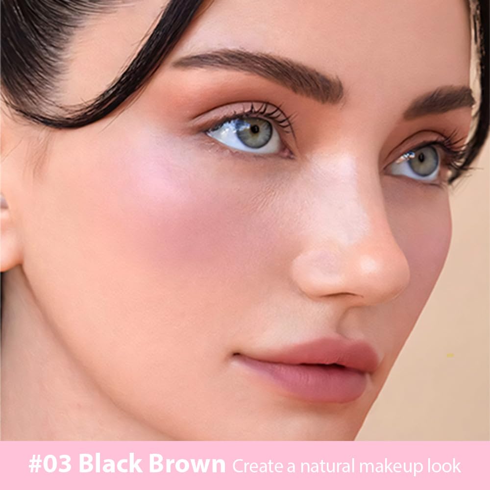 evpct 1Pcs Black Brown Magic Microblading Dual-Ended Eyebrow Contouring Pen Brow Pencil, with 4 Brush Micro-Fork-Tips Applicator and Precise Brush-Tip Hair Like Strokes, Dual-ended Eyebrow Brush