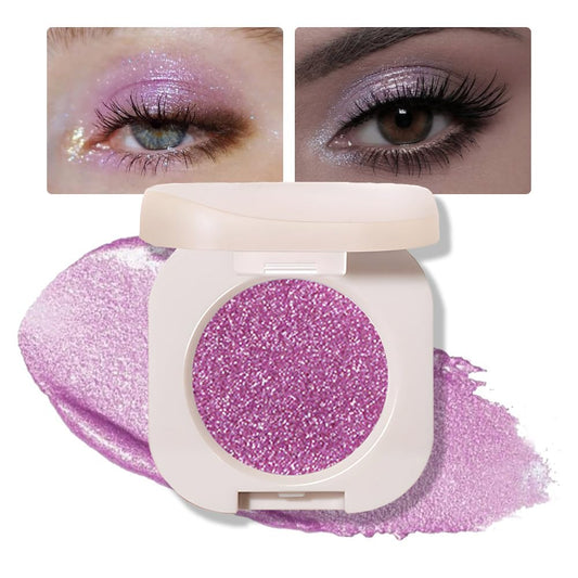 Single Purple Shimmer Sparkly Eyeshadow,Bright Intense Monochrome Eye Shadow,Apply Makeup Easily,Matte Pressed Powder Single Eyeshadow,24 Hour Eye Makeup Longwear Waterproof