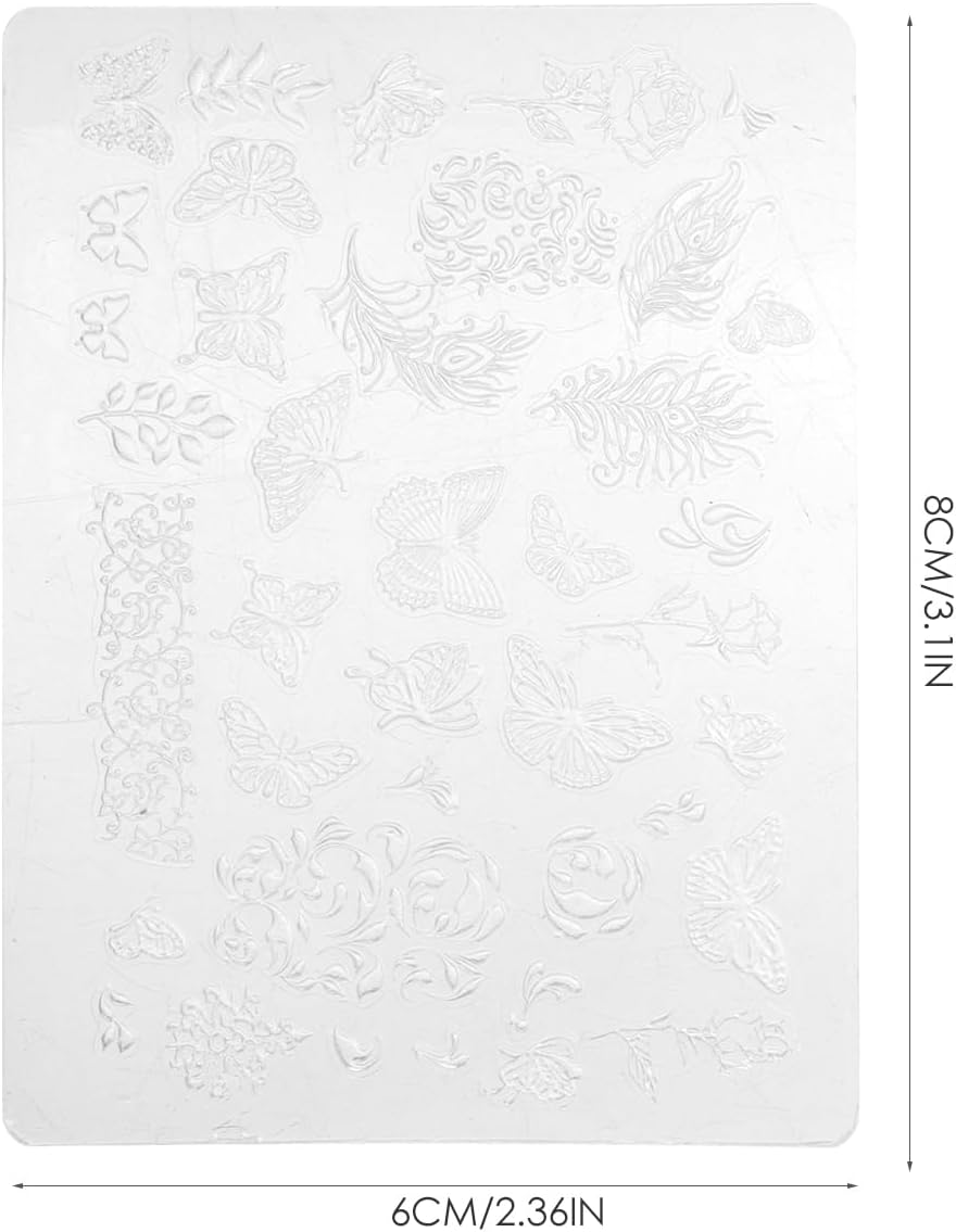 2pcs Nail Art Nail Stamping Plate, Manicure Silicone Template, Butterfly and Flower Series Art Stencils DIY Stamp Plates 3D Printing Mold