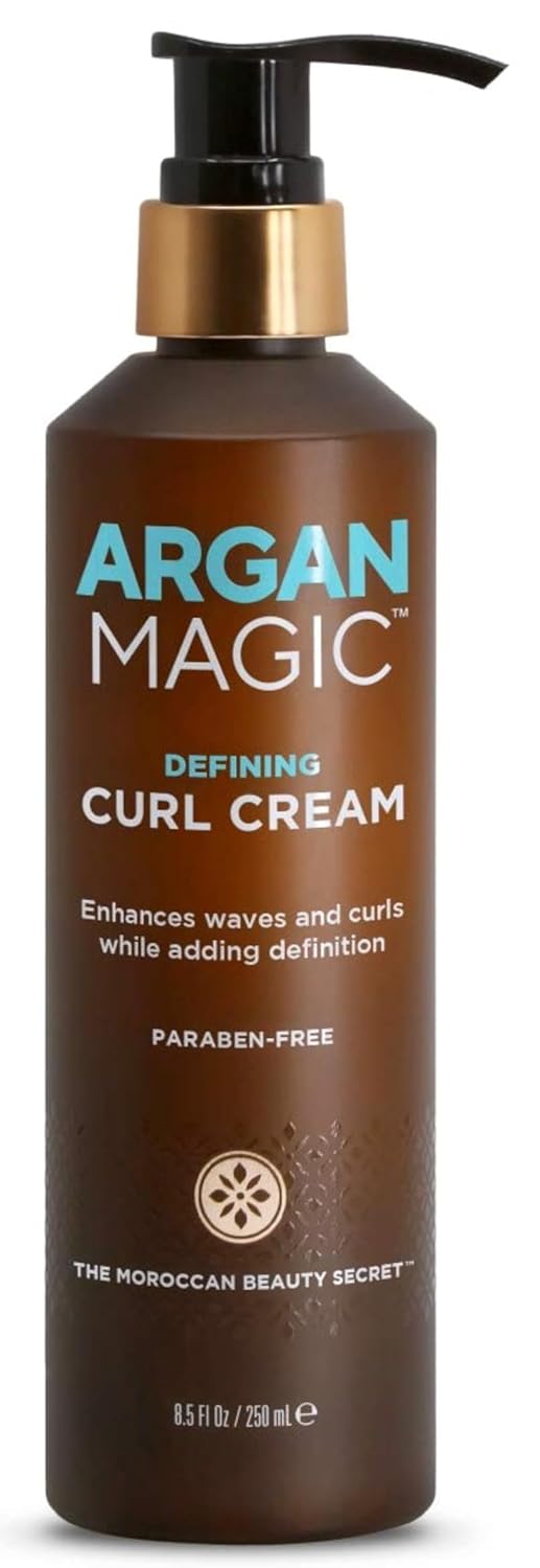 ARGAN MAGIC Defining Curl Cream - Enhances Waves and Curls While Adding Definition | Conditions, Detangles, and Reduces Frizz | Paraben Free (8.5 Ounce / 250 Milliliter)