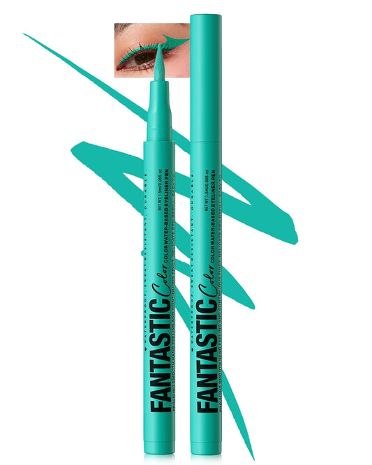 Green Matte Liquid Eyeliner Pencil, Colorful High Pigmented Waterline Eye liner Waterproof Pen, Bright Colored Smudgeproof Long Lasting Eyeliner Pen Christmas Party Festival Makeup Gift for Women-03