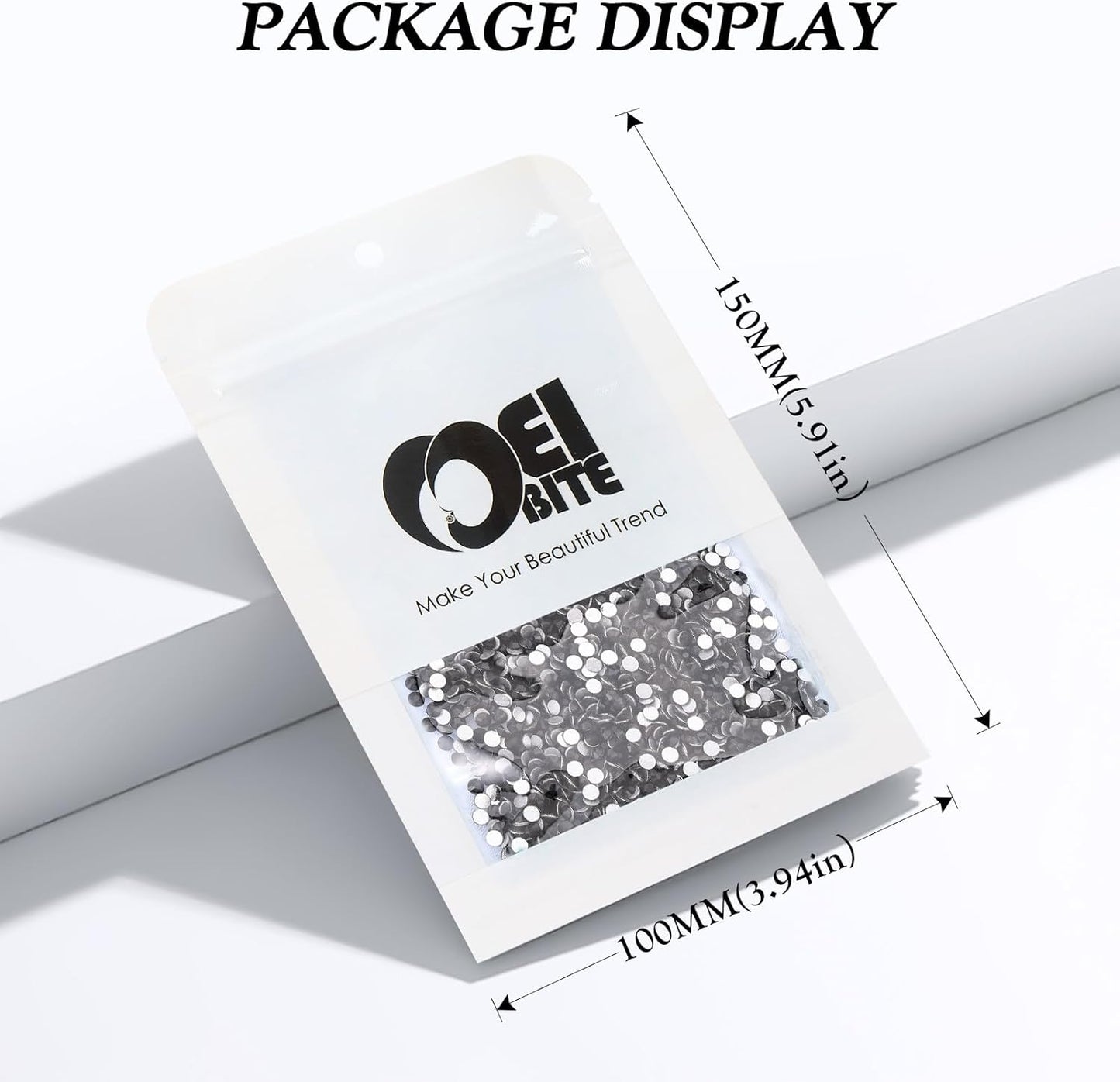 Black Flatback Rhinestones, Glass Rhinestones for Nail Art and Craft, Glue Fix, Loose Crystal Gemstones(Black, SS4, 2880pcs, 1.5-1.7mm)