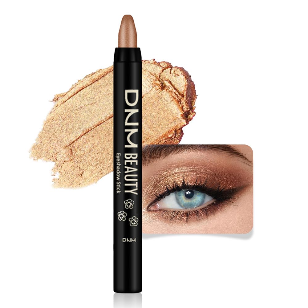 evpct Beige Gold Shimmer Cream Eye Shadow Brightener Sticks Set for Eyes, Gold Shimmery Matte Pencil Eye shadow Applicator Stick Pen Palette Makeup Waterproof sombras en crema para ojos 15#