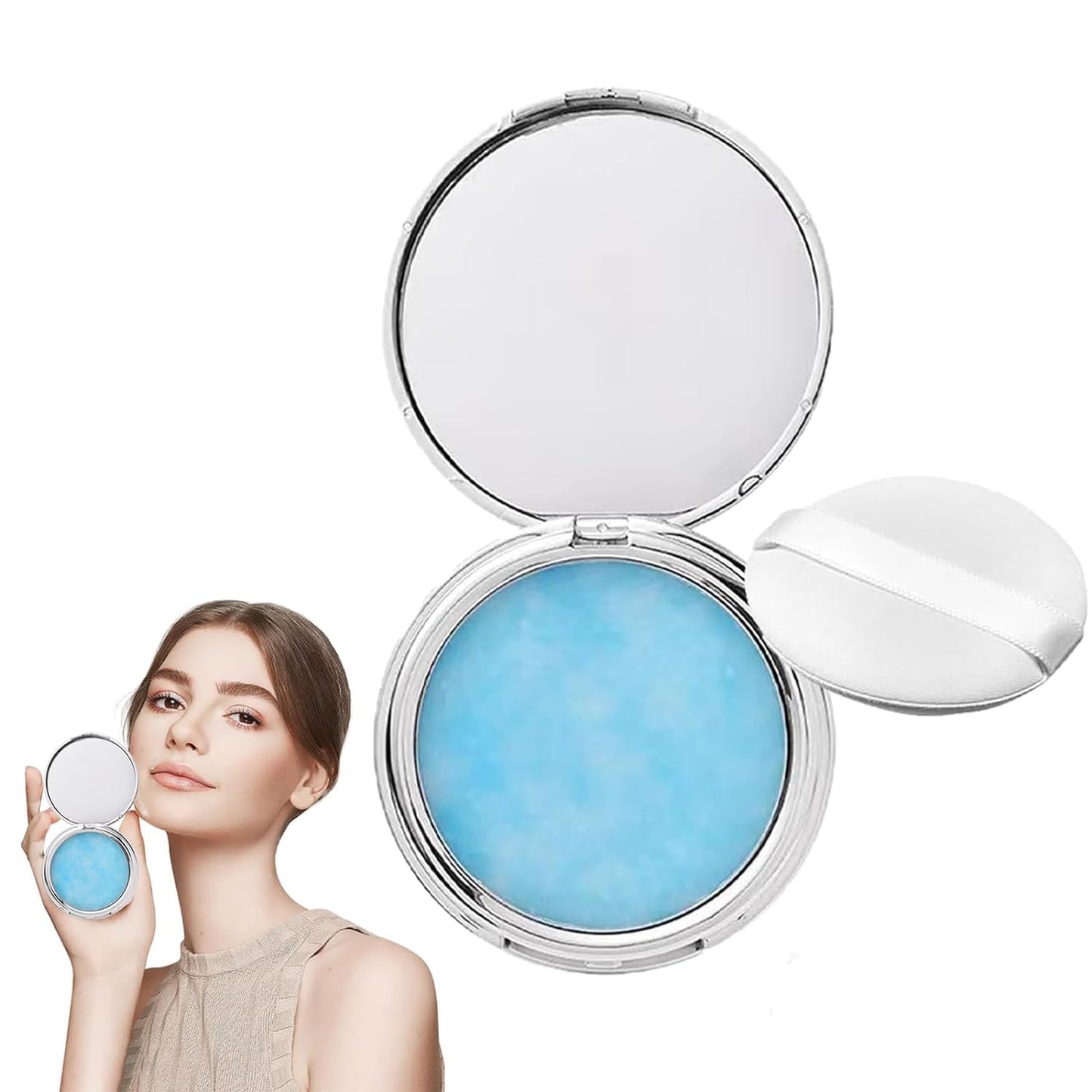 Chillab Lavender Matte Powder,Lavender Matte Powder Oil Control,Chillab Polvo Compacto with Mini Powder Puff,Oil Control Long-Lasting, Creates Soft (1pcs)